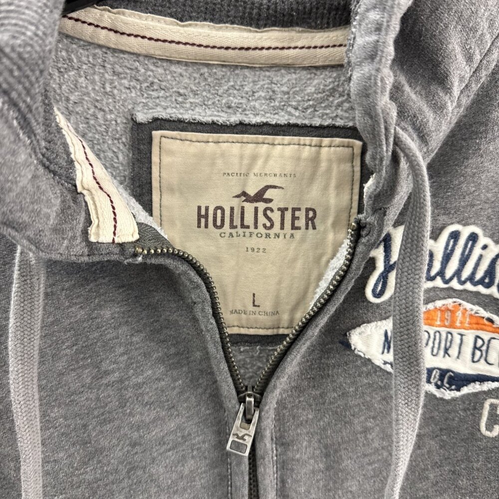 Hollister Sweater Y2K Large Gray Full Zip Hoodie Casual Comfort Youth Teens - Picture 4 of 11